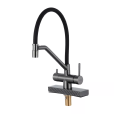 GAPPO Змішувач для кухні з водоспадом G4098-9, гнучкий вилив, збройова сталь