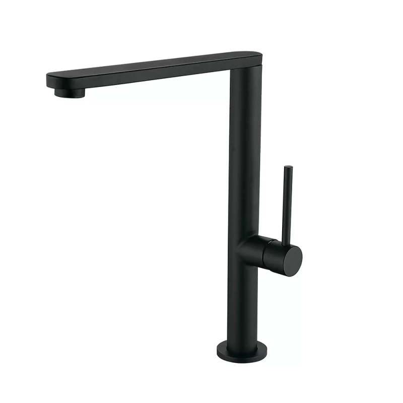 WEZER Змішувач для умивальника EKO4G-01 високий, нержавіюча сталь, чорний