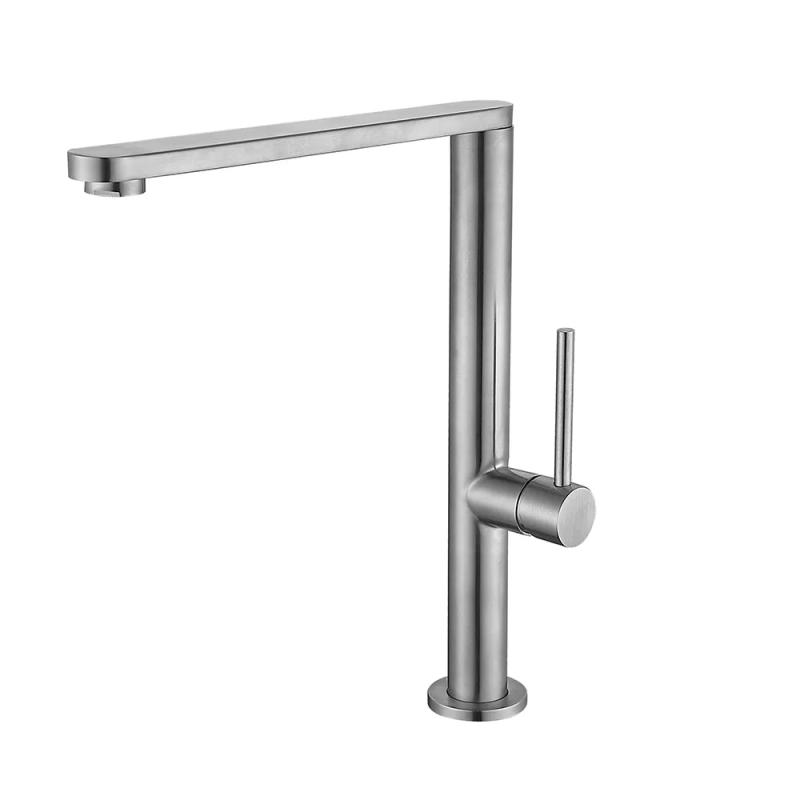 WEZER Змішувач для умивальника EKO4G-01 високий, нержавіюча сталь, хром