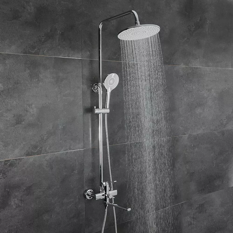 Frap Душова система F2467 поворотний вилив - перемикач на лійку, 3 режими, хром