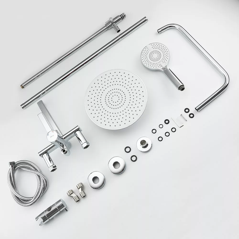 Frap Душова система F2467 поворотний вилив - перемикач на лійку, 3 режими, хром