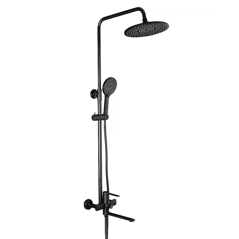 Frap Душова система F2467-6 поворотний вилив - перемикач на лійку, 3 режими, чорний