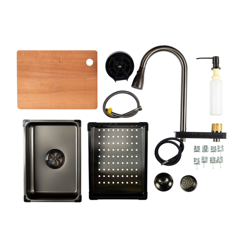 ITAL Кухонна мийка HD7246B, 720x460мм, нержавіюча сталь, сифон HD10+HD14, чорний