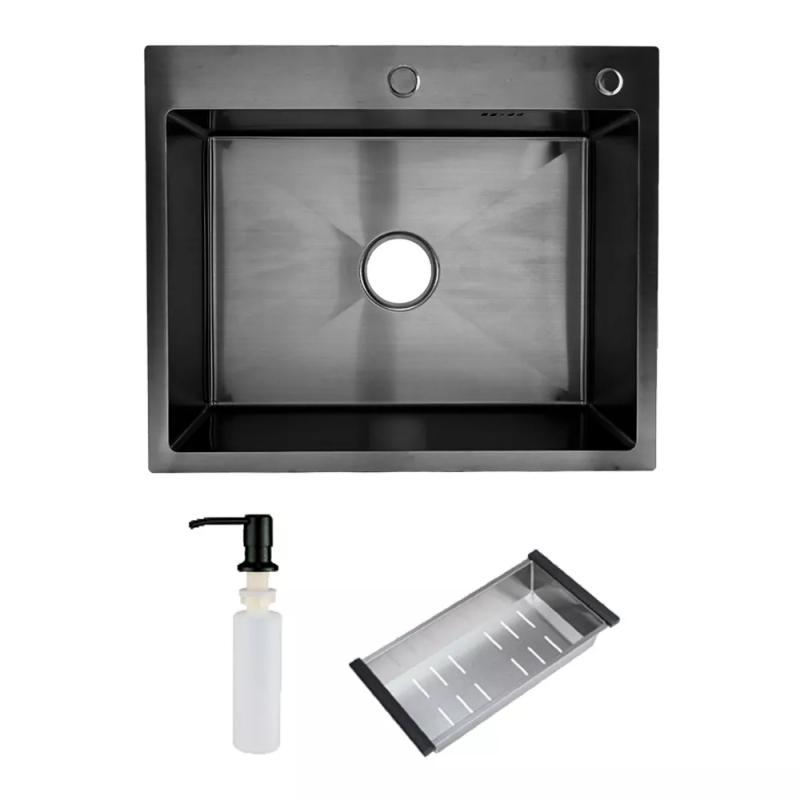 ITAL Кухонна мийка HD6050, 600x500мм, нержавіюча сталь, чорний