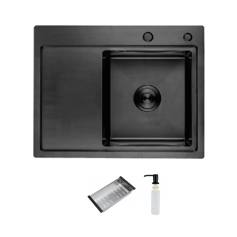 ITAL Кухонна мийка HD6350R, 630x500мм, нержавіюча сталь, права, чорний