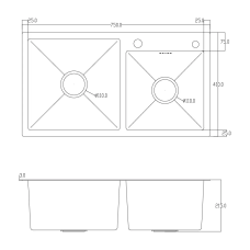 ITAL Кухонна мийка HD7541, 750x410мм, нержавіюча сталь, чорний
