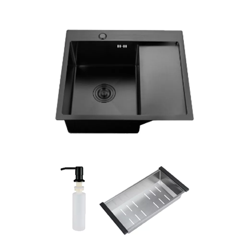 ITAL Кухонна мийка HD5851L, 580x510мм, нержавіюча сталь, ліва, чорний