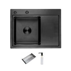 ITAL Кухонна мийка HD6350L, 630x500мм, нержавіюча сталь, ліва, чорний