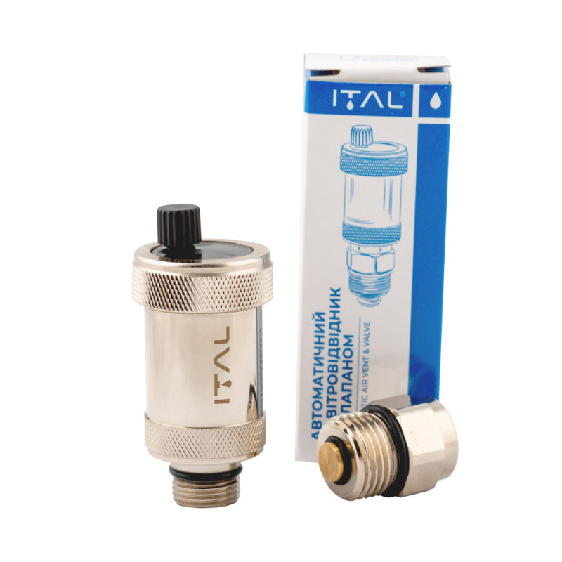 ITAL Повітровідвідник авто. прямий нік. з клапаном 1/2" {100}