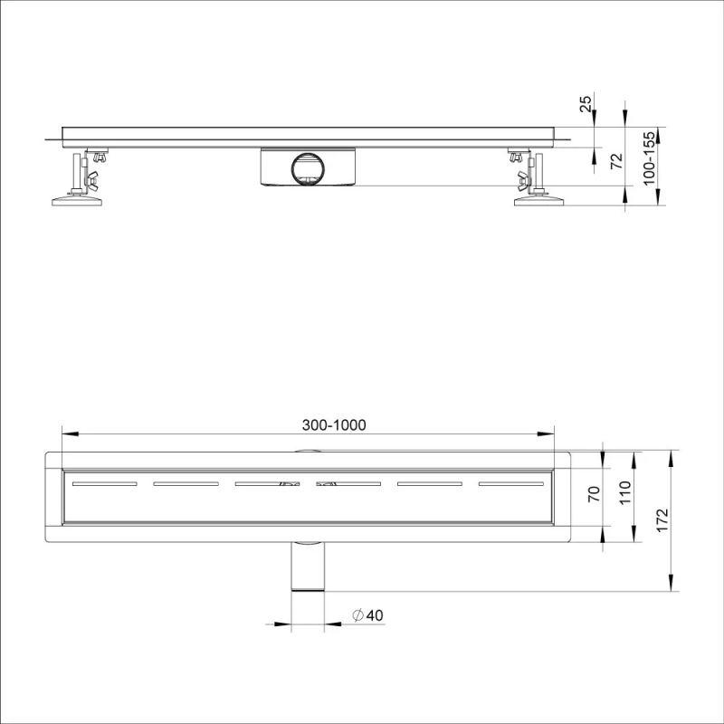 ITAL Душовий трап IT03-FT16/700, 700 мм, нержавіюча сталь, матовий сатин