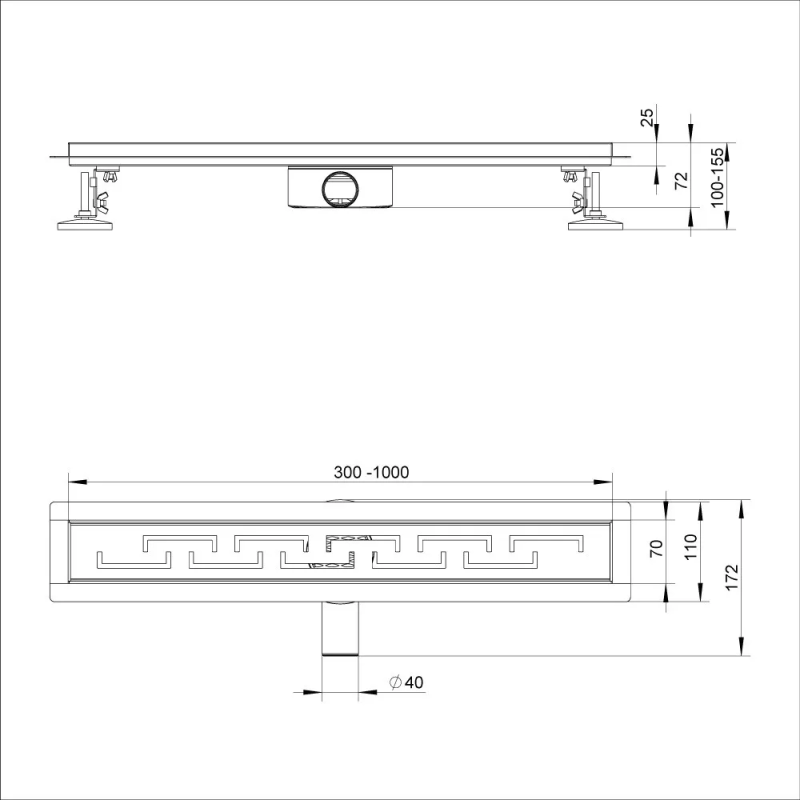 ITAL Душовий трап IT03-FT18/800, 800 мм, нержавіюча сталь, матовий сатин