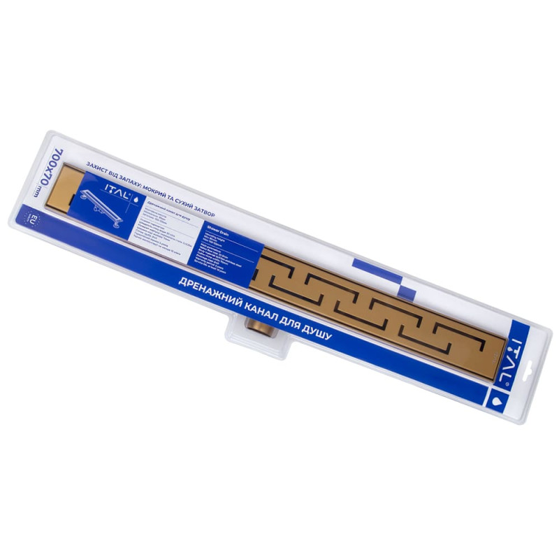 ITAL Душовий трап IT02-FT18/700, 700 мм, нержавіюча сталь, Brushed GOLD