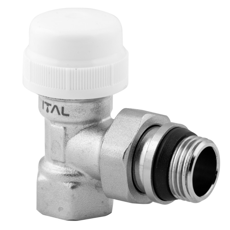 ITAL Клапан радіаторний 1/2" термостатичний, кутовий, нікель