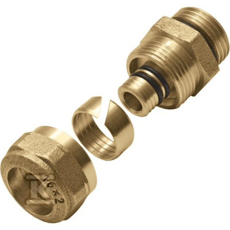 KAN-therm Соединитель латунный с наружной резьбой для многослойных труб 16x2 G1/2" (1010045000)