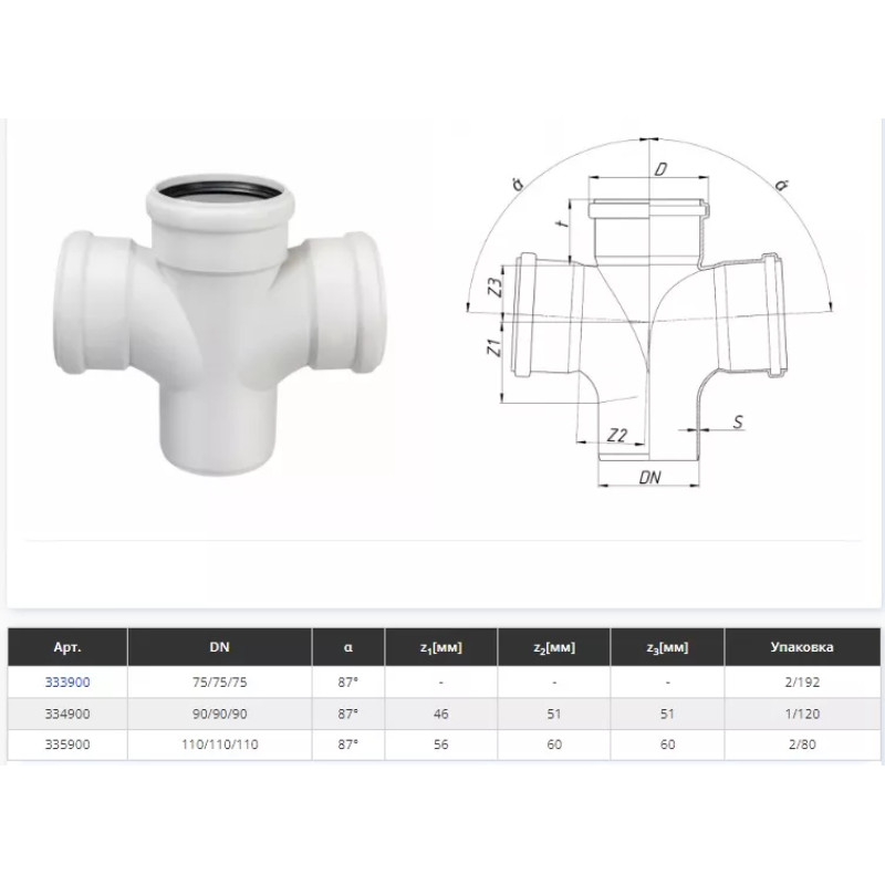 Ostendorf Хрестовина 87* 110/110/110мм (безшумна) (335900-09)