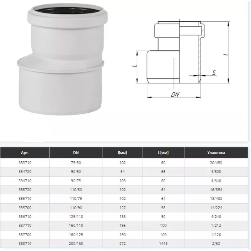 Ostendorf Редукція 110/58 мм (безшумна) (335720-05)