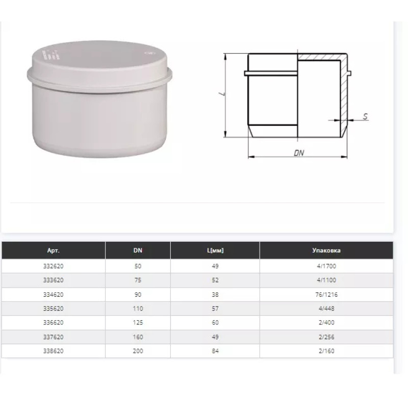 Ostendorf Заглушка d=160 мм (безшумна) (337620-09)