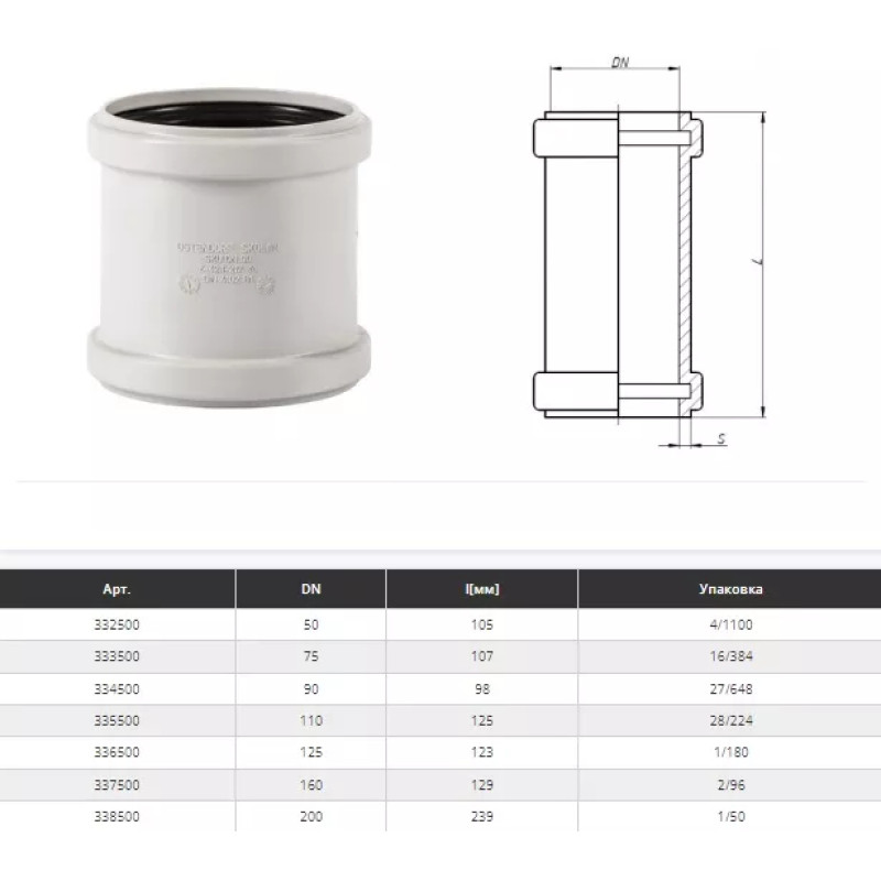 Ostendorf Муфта насувна 110мм (безшумна) (335810-05)
