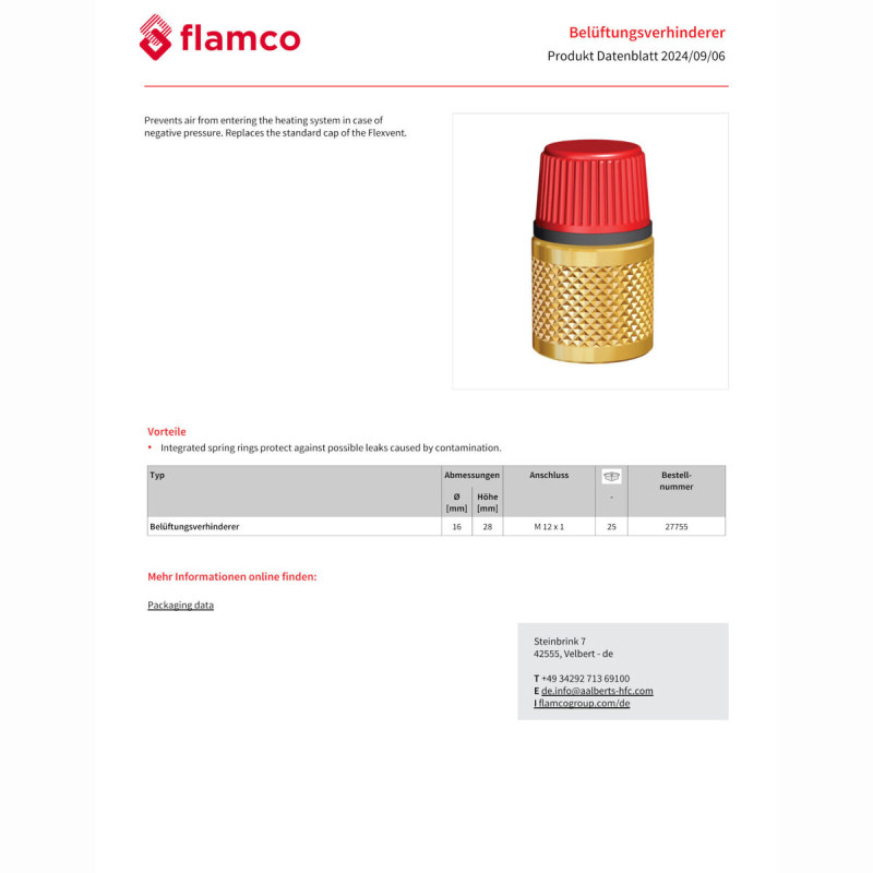 Flamco Запобіжник забору повітря (27755)