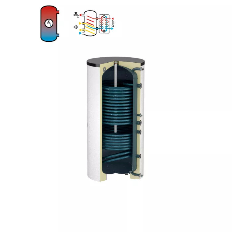 Flamco Бойлер непрямого нагріву підвищенної продуктивності HLS Solar 500 (з двома гладкотрубними т/о) (біли (18128)