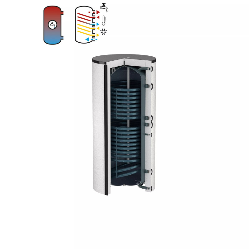 Flamco Бойлер непрямого нагріву Duo Solar 400 (срібний) (з двома гладкотрубними т/о) (18367)