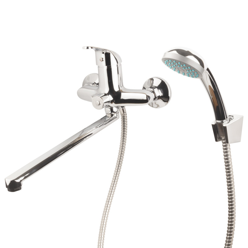 AQUATICA Змішувач s55 Ø40 для ванни вилив прямий 350мм дивертор вбудований картриджний (9755220)