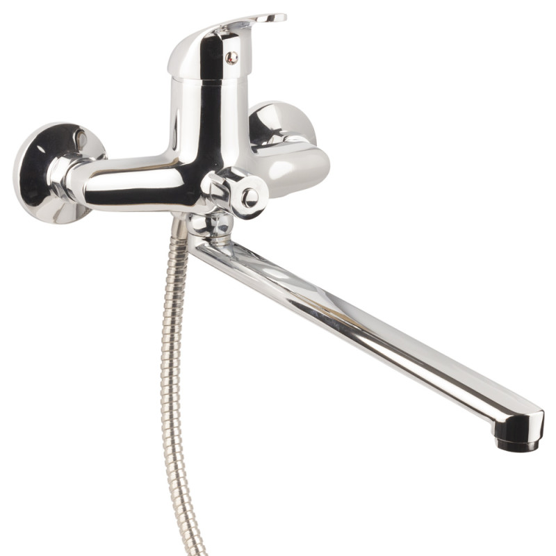 AQUATICA Змішувач s55 Ø40 для ванни вилив прямий 350мм дивертор вбудований картриджний (9755220)