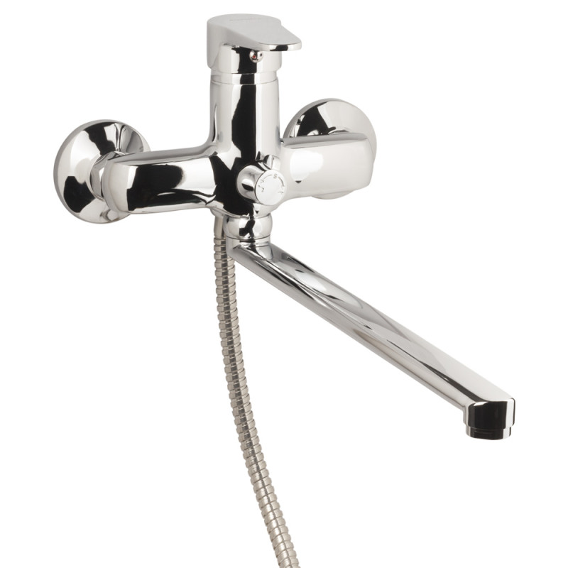 AQUATICA Змішувач s31 Ø35 для ванни вилив прямий 350мм дивертор вбудований картриджний (9731220)