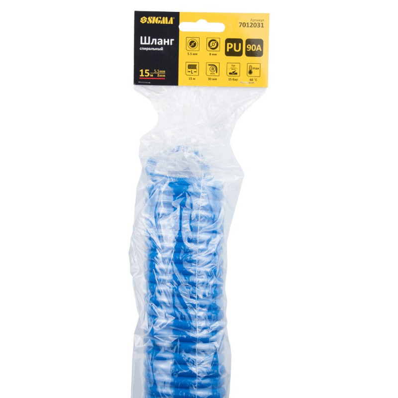 SIGMA Шланг спіральний поліуретановий (PU) 15м 5.5×8мм (7012031)