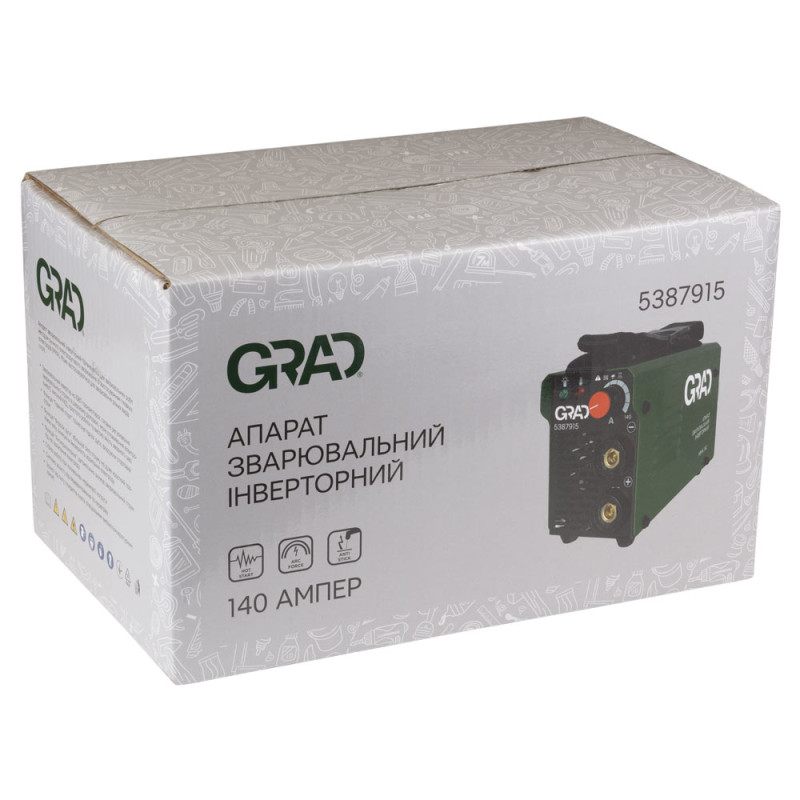 Grad Апарат зварювальний інверторний ММА-140А електрод 4мм (5387915)