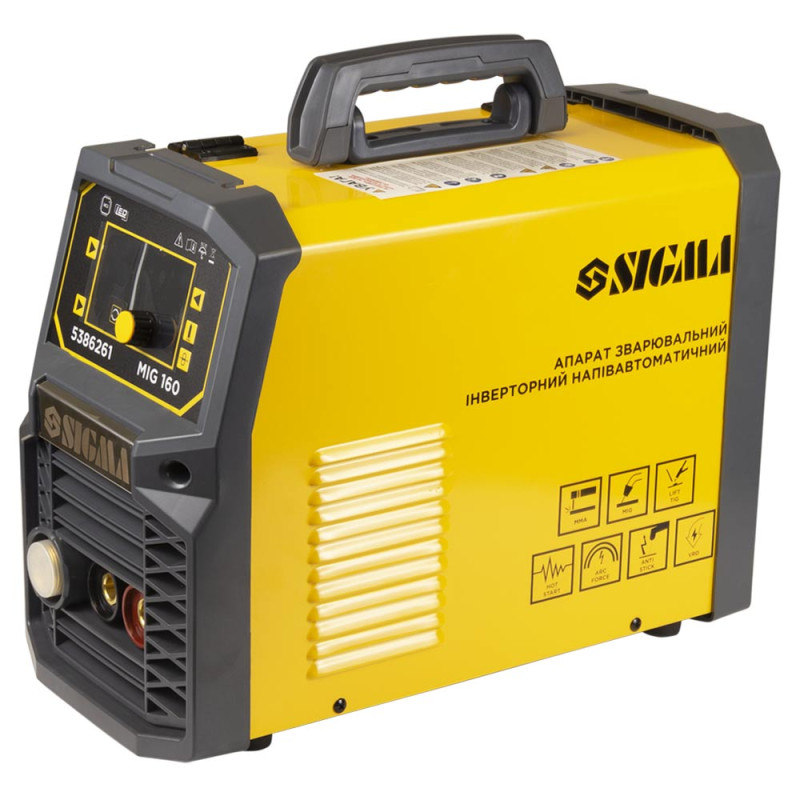 SIGMA Апарат зварювальний інверторний напівавтомат МIG/MMA-160А електрод 4мм дріт 0.8-1мм LED (5386261)
