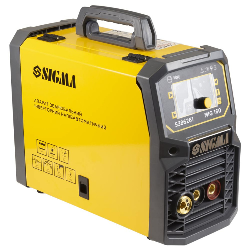SIGMA Апарат зварювальний інверторний напівавтомат МIG/MMA-160А електрод 4мм дріт 0.8-1мм LED (5386261)