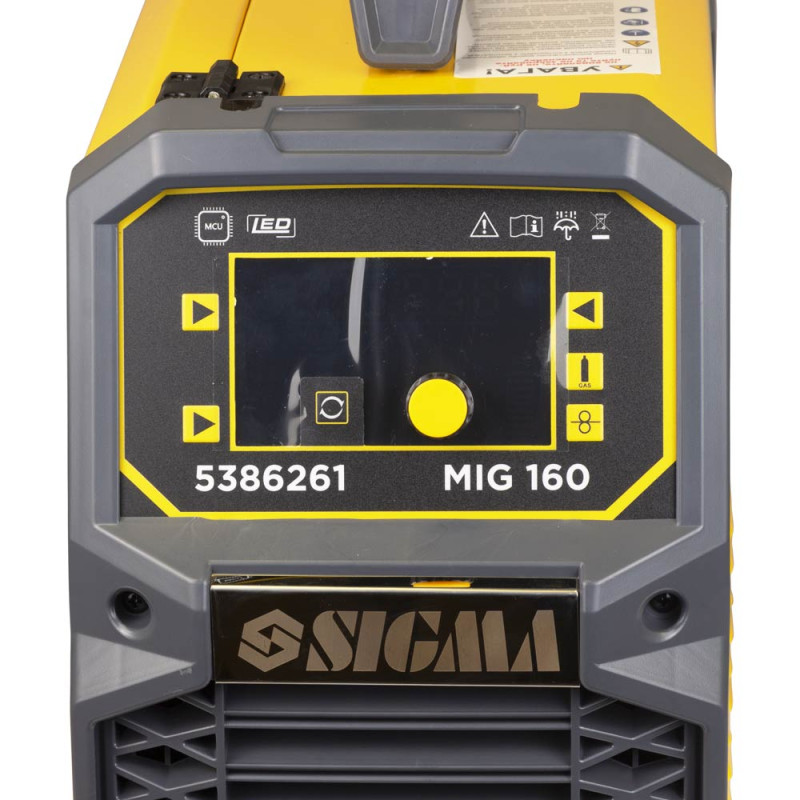 SIGMA Апарат зварювальний інверторний напівавтомат МIG/MMA-160А електрод 4мм дріт 0.8-1мм LED (5386261)