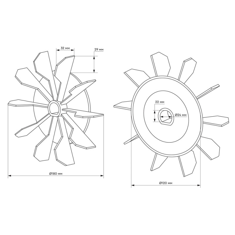 Aquatica Крильчатка вентилятора для відцентрових насосів 775255, 775267, 775271, 775284, 775286, 775287, 775292, 775297, 7752683, 7752713, 7752863, 7754753 (775255043)