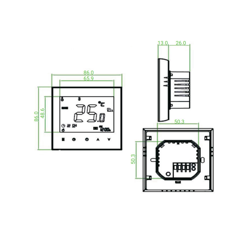 Thermo Alliance Провiдний тиждневий термостат(16A+NTC) з WiFi BHT-3000-GBLW
