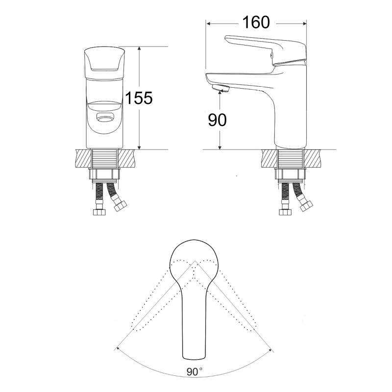 Lidz Змішувач для раковини Tani 0011F1 (k40) LDTAN001F1CRM44959 Chrome