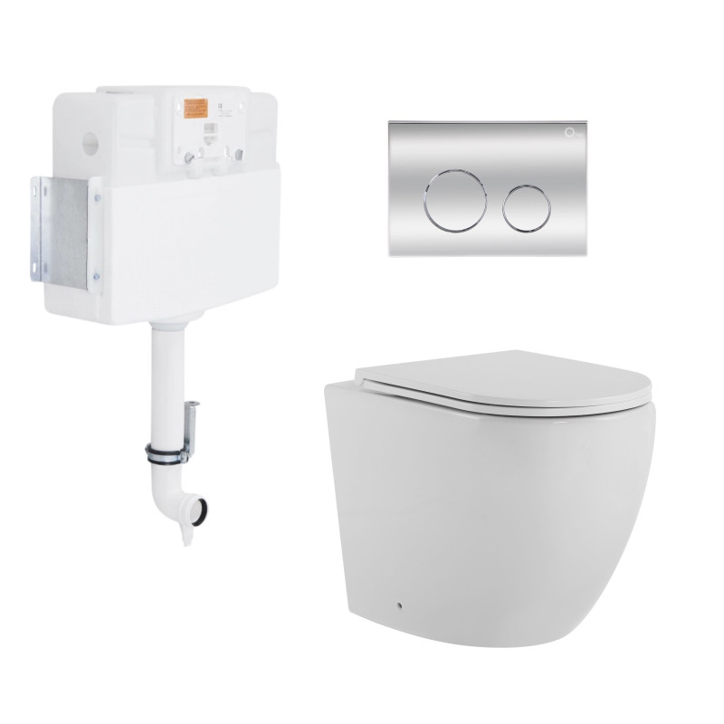 Qtap Готове рішення для ванної кімнати: підлоговий безбачковий унітаз Robin Ultra Quiet + бачок прихованого монтажу