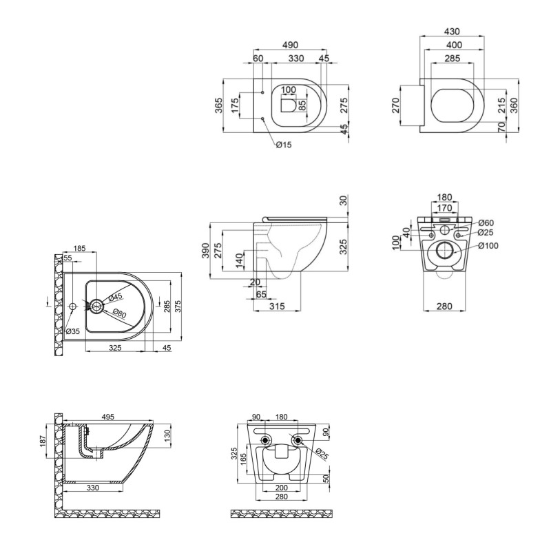 Qtap Комплект Robin 2 в 1: унітаз підвісний Ultra Quiet + біде підвісне