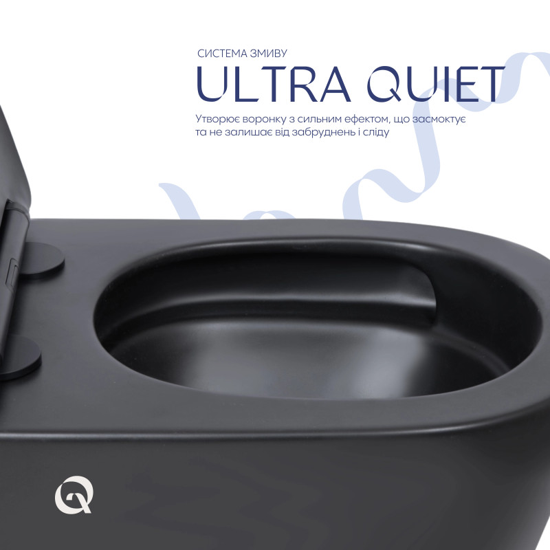 Qtap Унітаз підвісний Scorpio Ultra Quiet безобідковий з сидінням Soft-close MATT BLACK QT14332380AMB
