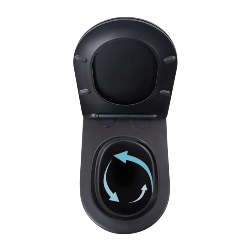Qtap Унітаз підвісний Scorpio Ultra Quiet безобідковий з сидінням Soft-close MATT BLACK QT14332380AMB