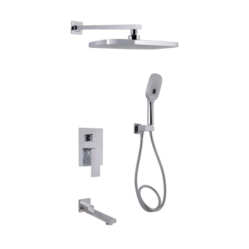 Qtap Душова система універсальна Gemini прихованого монтажу на три споживача QTGEM114CRM45702 Chrome