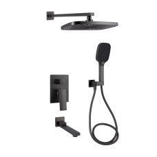 Qtap Душова система універсальна Gemini прихованого монтажу на три споживача QTGEM114GMB45704 Gunmetal Black PVD