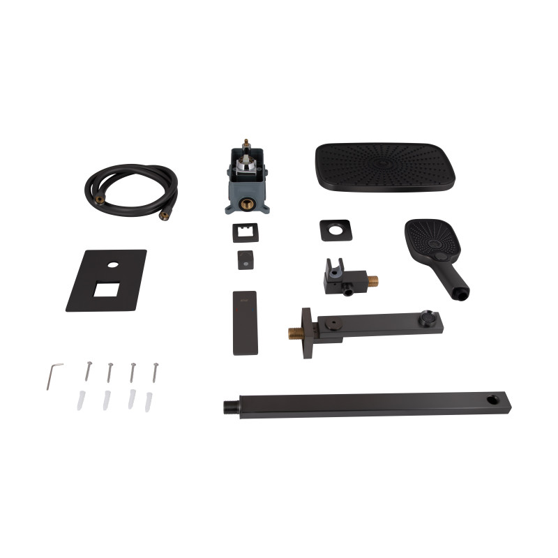 Qtap Душова система універсальна Gemini прихованого монтажу на три споживача QTGEM114GMB45704 Gunmetal Black PVD