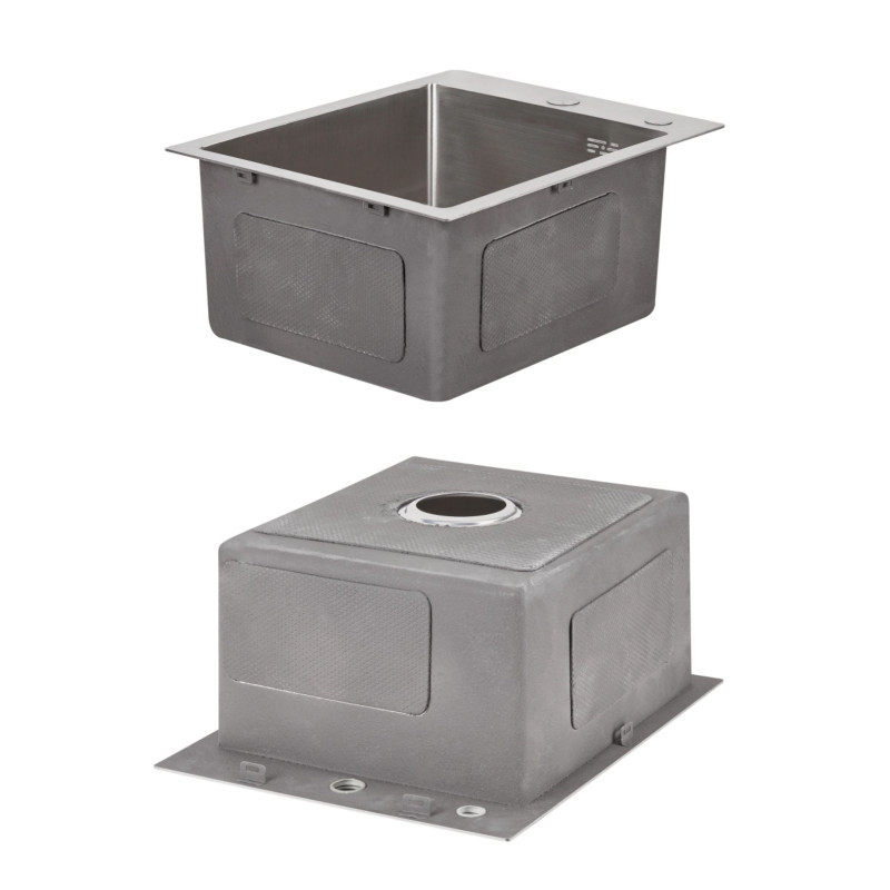 Lidz Комплект Handmade H4050 Мийка для кухні інтегрована Brushed у комплекті з дозатором + K01G Корзина для кухонної мийки