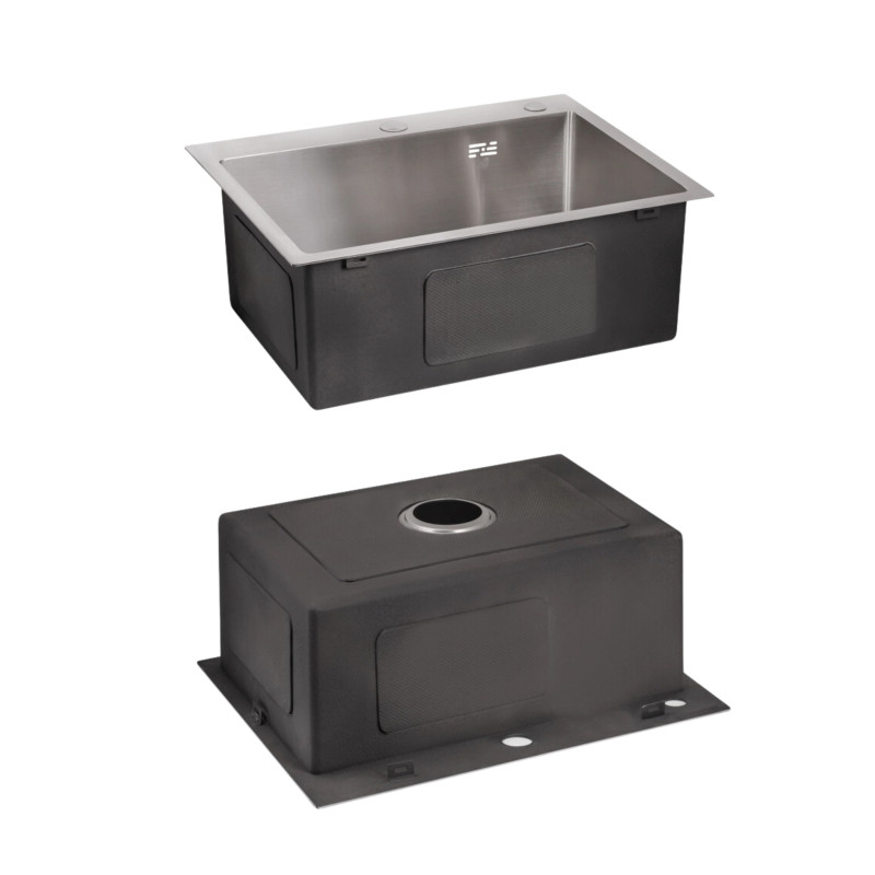 Lidz Комплект Handmade H5045 Мийка для кухні інтегрована Brushedу комплекті з дозатором + K01G Корзина для кухонної мийки