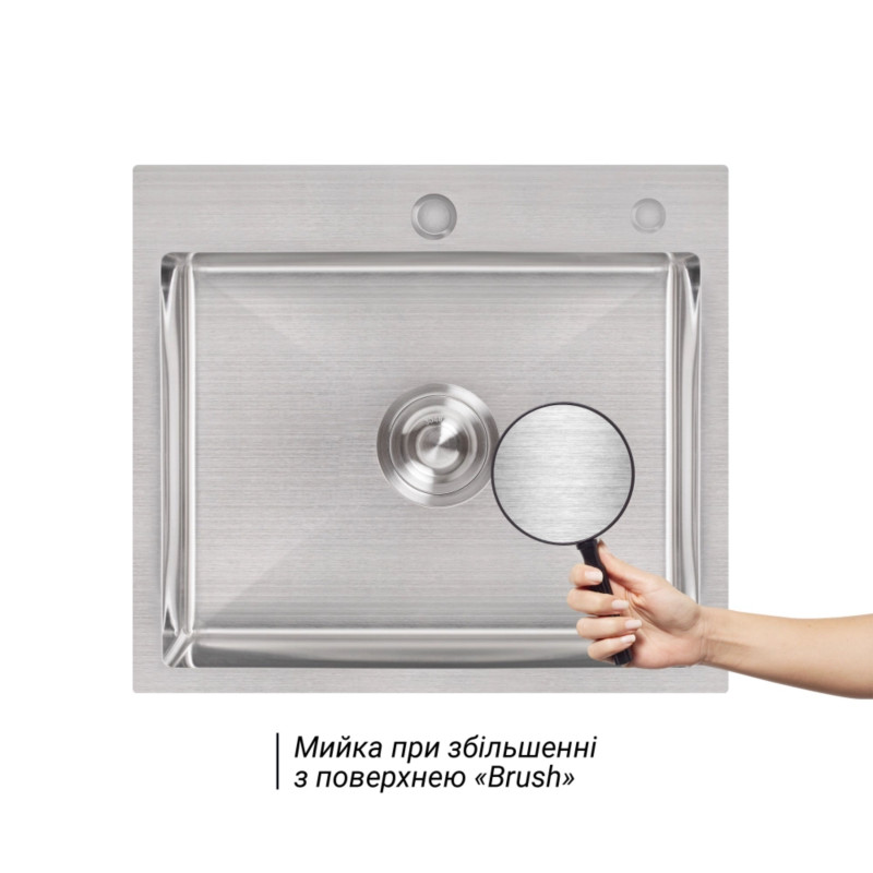 Lidz Комплект Handmade H5045 Мийка для кухні інтегрована Brushedу комплекті з дозатором + K01G Корзина для кухонної мийки