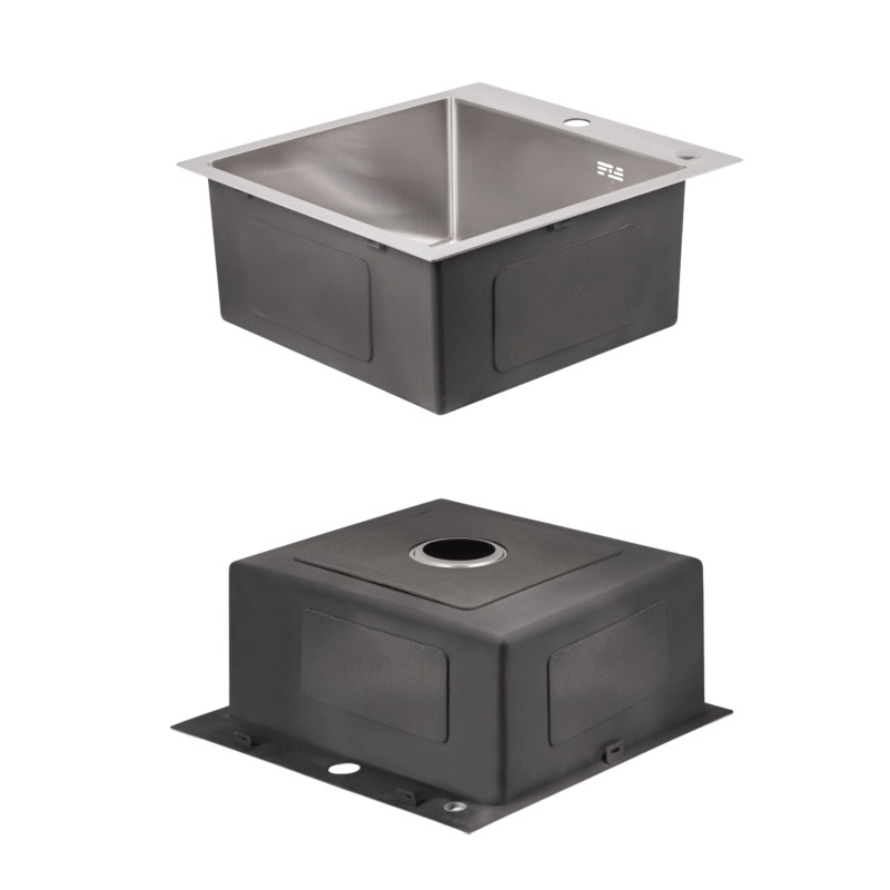 Lidz Комплект Handmade H5050 Мийка для кухні інтегрована Brushed у комплекті з дозатором + K01G Корзина для кухонної мийки