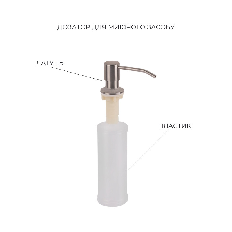 Lidz Комплект Handmade H5845 Мийка для кухні інтегрована Brushed у комплекті з дозатором + K01G Корзина для кухонної мийки