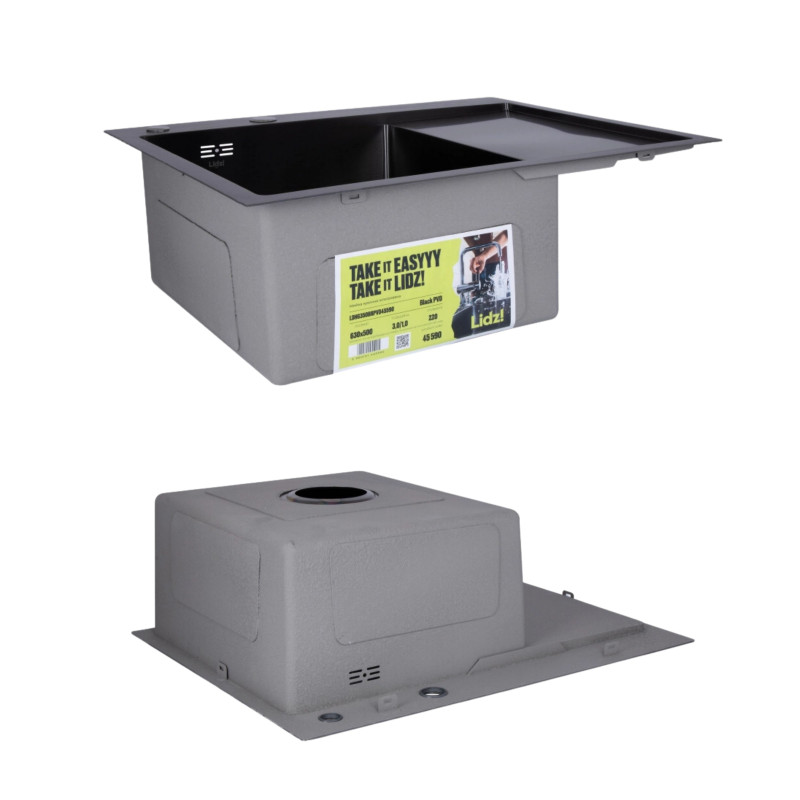 Lidz Комплект Handmade H6350BR Мийка для кухні інтегрована крило зправа BlackPVD у комплекті з дозатором + K01B Корзина для кухонної мийки