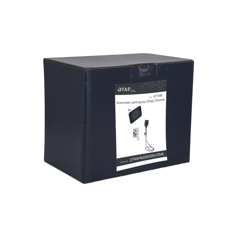 Qtap Комплект для душу Namesti Chrome: Змішувач QTNAM6225102NC + Лійки (QTRUC125CRM45954,QTHLA107CRM45784) + Шланг QTHADPVC200C + QTCRMBH130